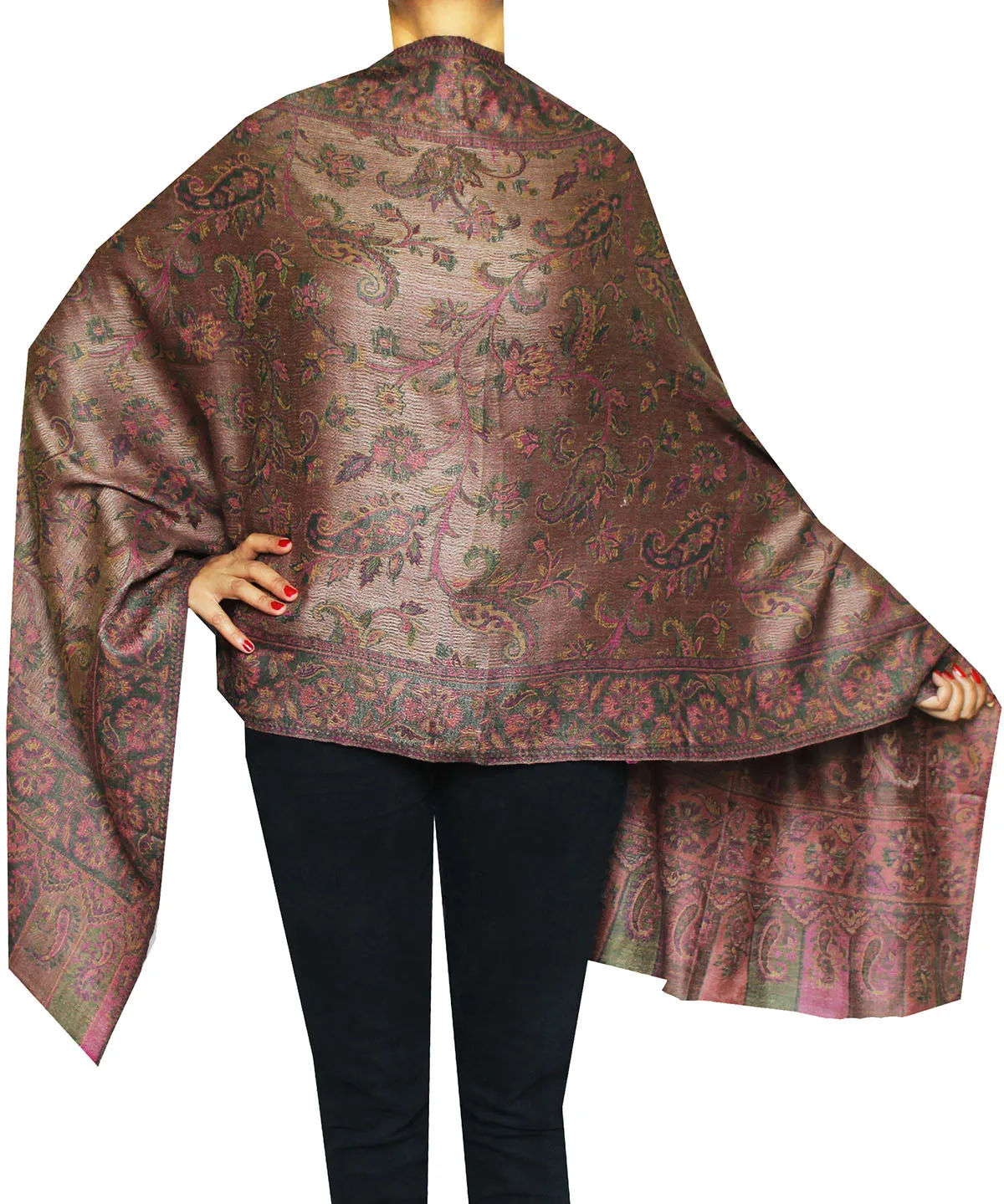 Womens Paisley Scarf Shawl Wool Indian Clothing (80 x 28 inches)