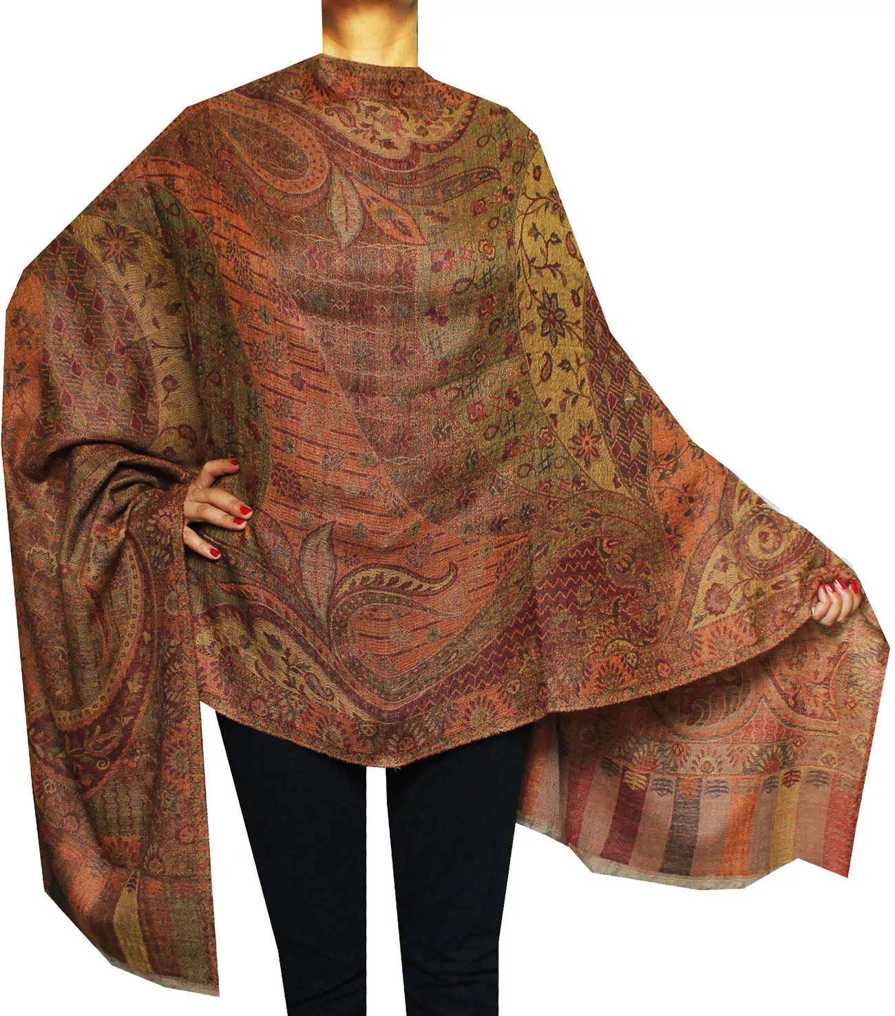 Womens Paisley Scarf Shawl Wool Indian Clothing (80 x 28 inches)