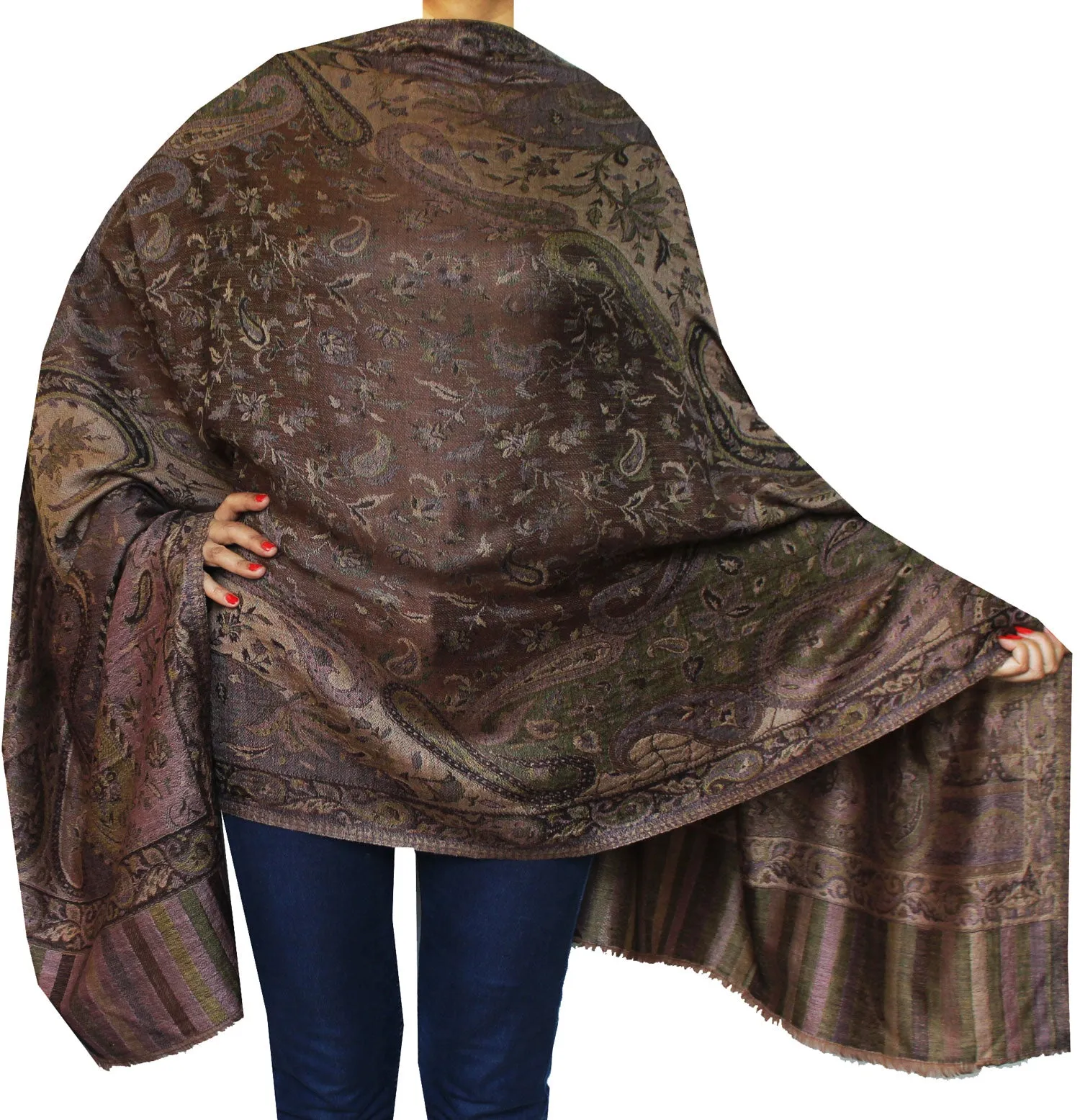 Womens Paisley Scarf Shawl Wool Indian Clothing (84 x 30 inches)