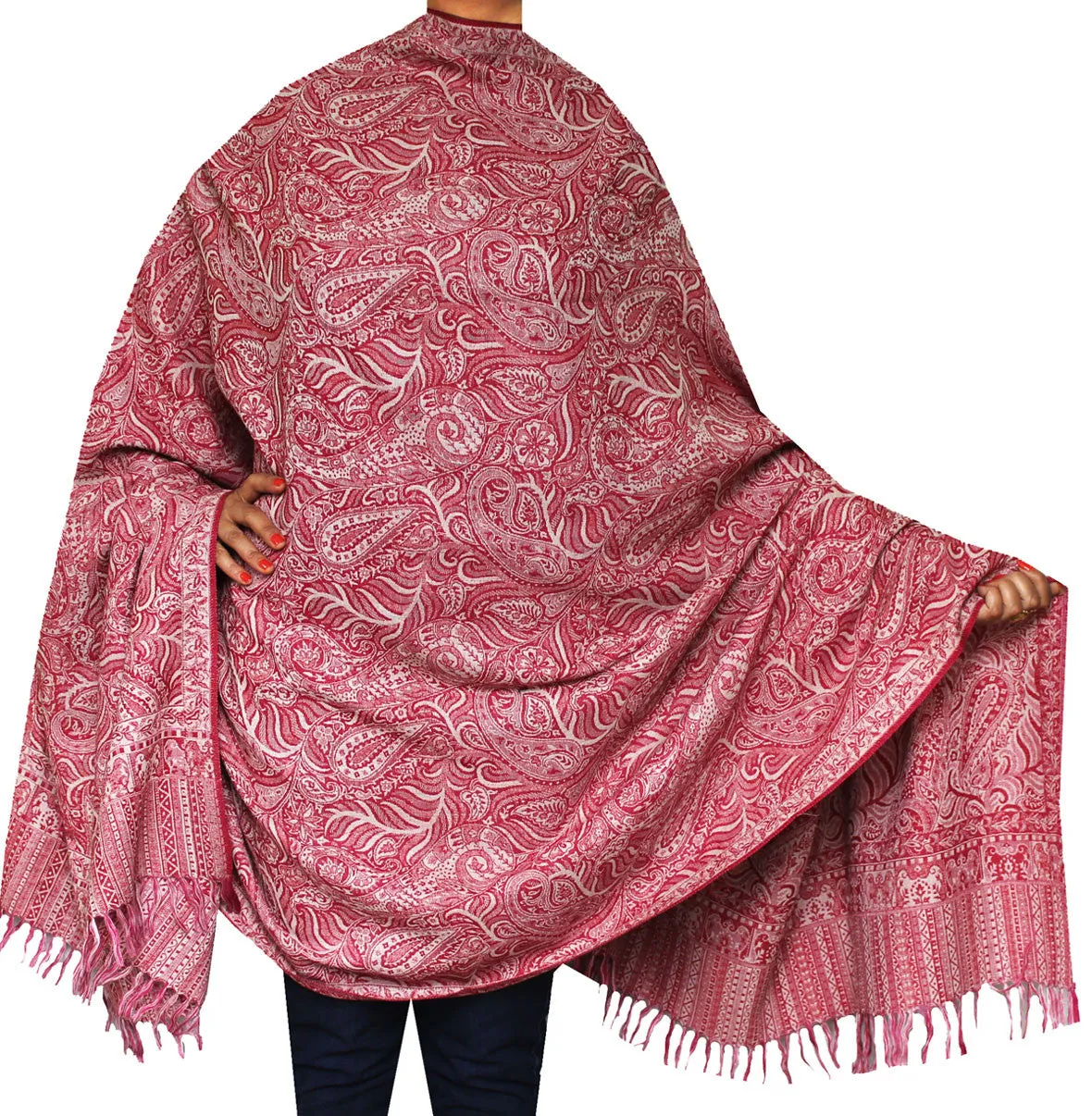 Womens Wool Shawl Scarves Paisley Indian Clothing (82 x 42 inches)