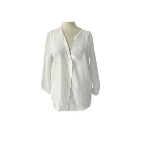 ZARA White Self Embroidered Sheer Blouse | Gently Used |